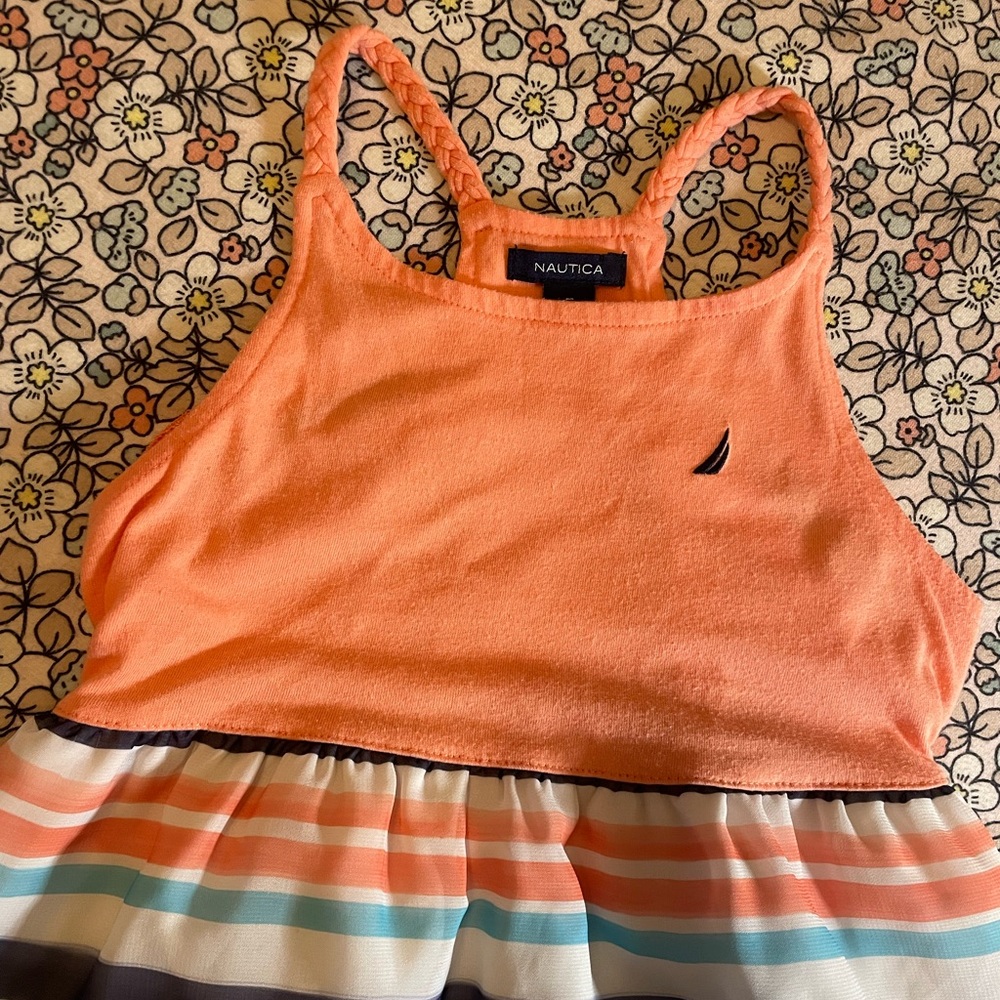 Nautica girls solid & striped dress. Very good used condition. Size 5.